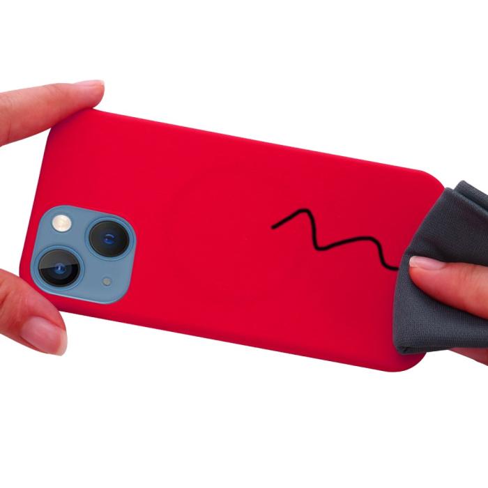 Bild 5, iPhone 13 Mini - MagSafe Liquid Silikon Skal - Röd