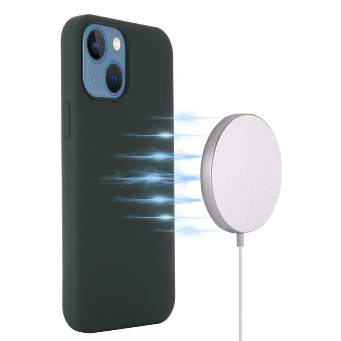 Bild 3, iPhone 13 Mini - MagSafe Liquid Silikon Skal - Grön