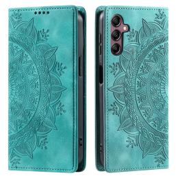 Samsung Galaxy S24 Plus Fodral Flip Mandala Läder Mint Grön