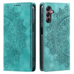 Samsung Galaxy S24 Plus Fodral Flip Mandala Läder Mint Grön