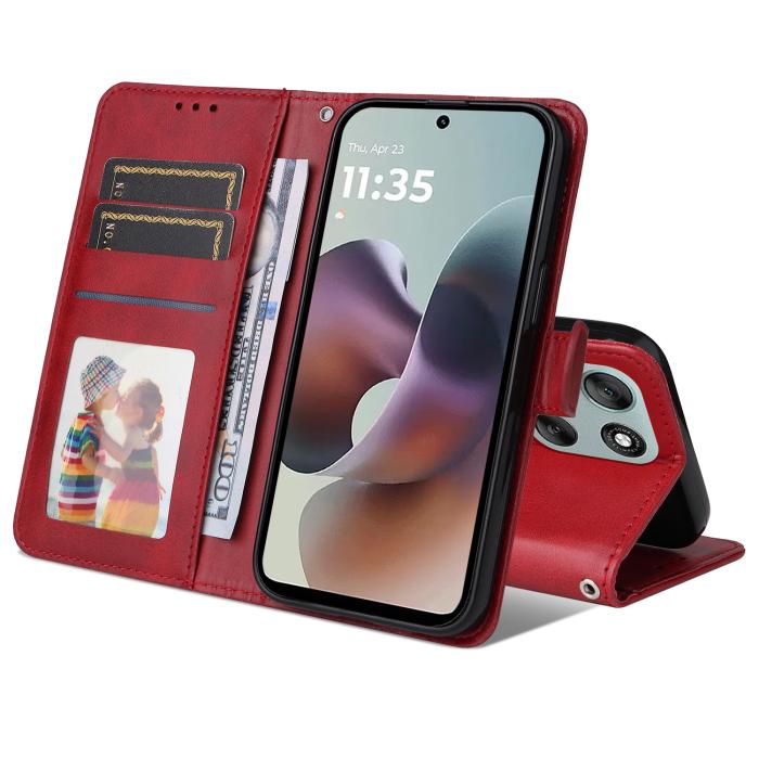 Bild 2, Motorola Moto G56 5G Fodral Läder Röd