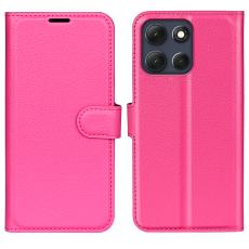 Motorola Moto G86 5G Fodral Litchi L&auml;der Rosa