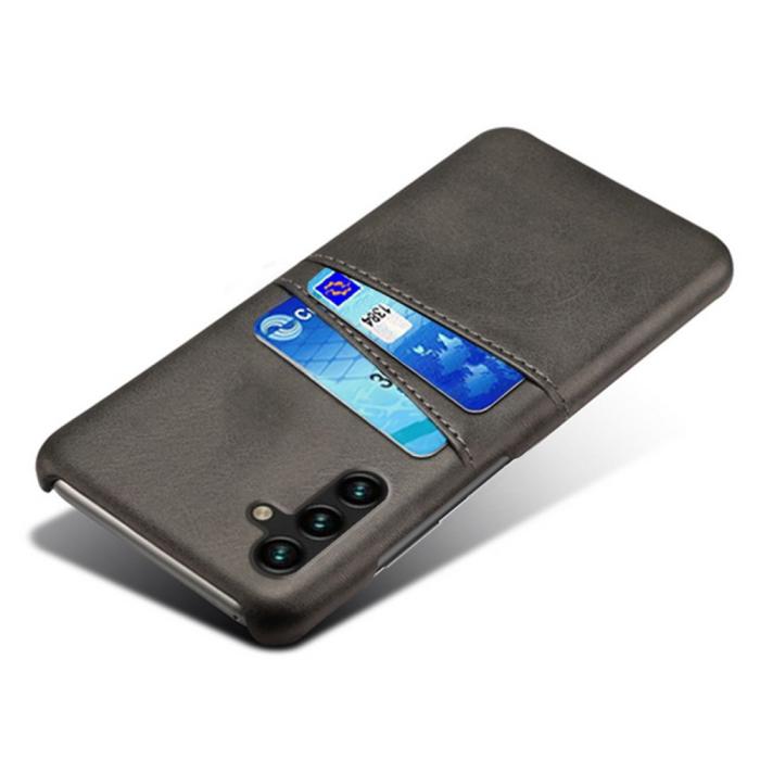 Bild 3, KSQ Samsung Galaxy A54 5G Skal Läderbelagt Kortfack Svart