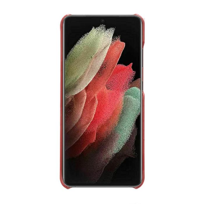 Bild 2, KSQ Samsung Galaxy S22 Ultra Skal Lädertäckt Röd