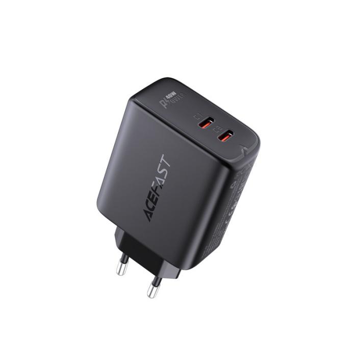 Bild 3, Acefast 40W PD QC PPS 2x USB-C Väggladdare Svart