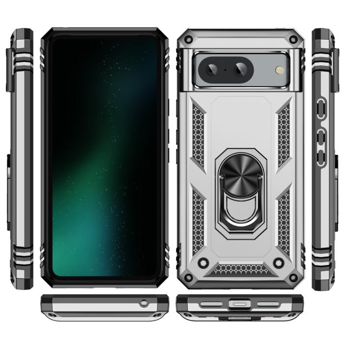 Bild 2, Google Pixel 8 Skal Armor Ring Hybrid Silver