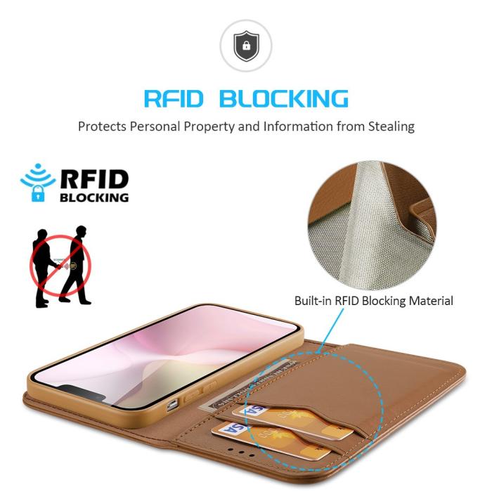 Bild 3, DUX DUCIS iPhone 17e / 16e Fodral HIVO Äkta Läder Brun