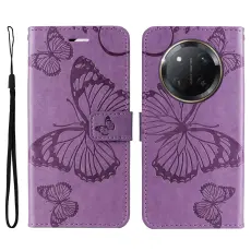 Honor Magic7 Lite Fodral Med Fj&auml;ril Tryck Lila