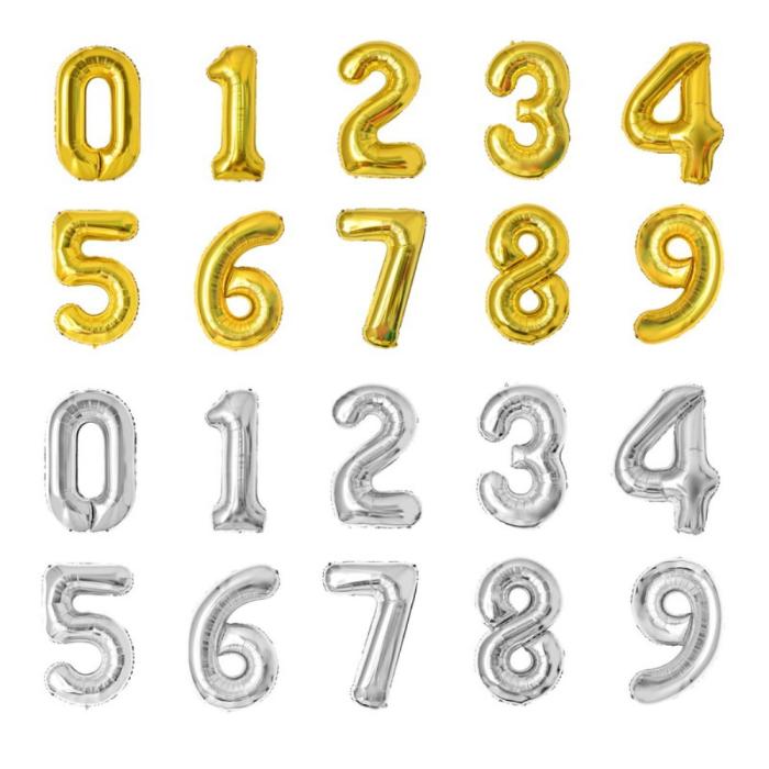 Bild 3, Sifferballong Nummer 1 40 cm Guld