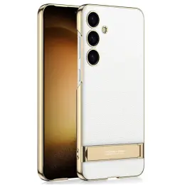 GKK Galaxy S24 Plus Skal Litchi Läder Kickstand Vit