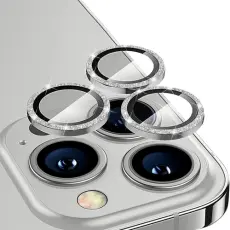 ENKAY iPhone 14 Pro / 14 Pro Max Linsskydd Aluminium Glitter Silver