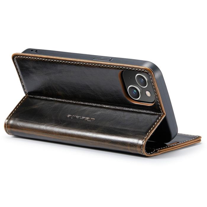 Bild 3, CASEME iPhone 15 Plus Fodral Oil Wax Flip Brun