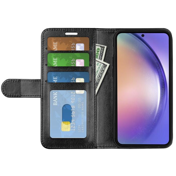 Bild 2, Samsung Galaxy A55 5G Fodral Crazy Horse Läder Svart