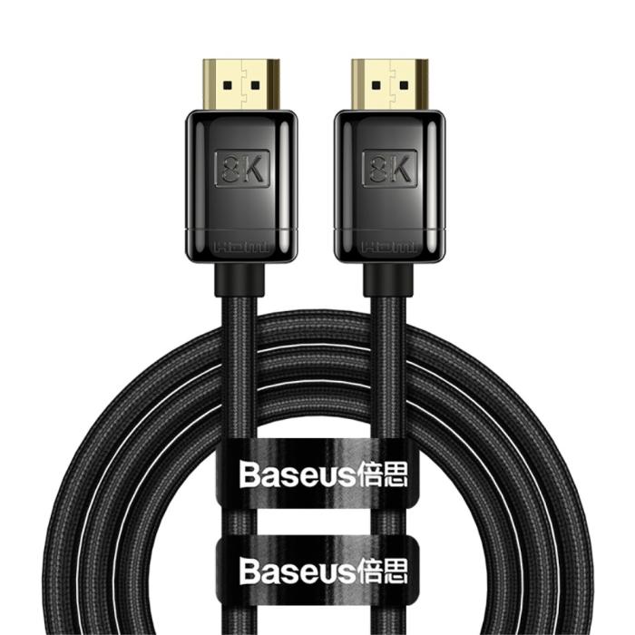 Bild 1, Baseus 2m 8K HD 60Hz HDMI - HDMI Nylon Kabel Svart