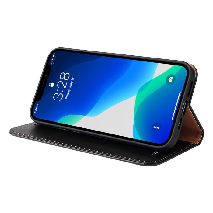 Bild 6, iPhone 13 Pro - Läder Flip Fodral - Svart