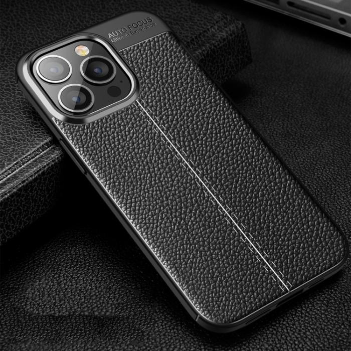 Bild 2, iPhone 14 Pro Max Skal Litchi Textur Svart