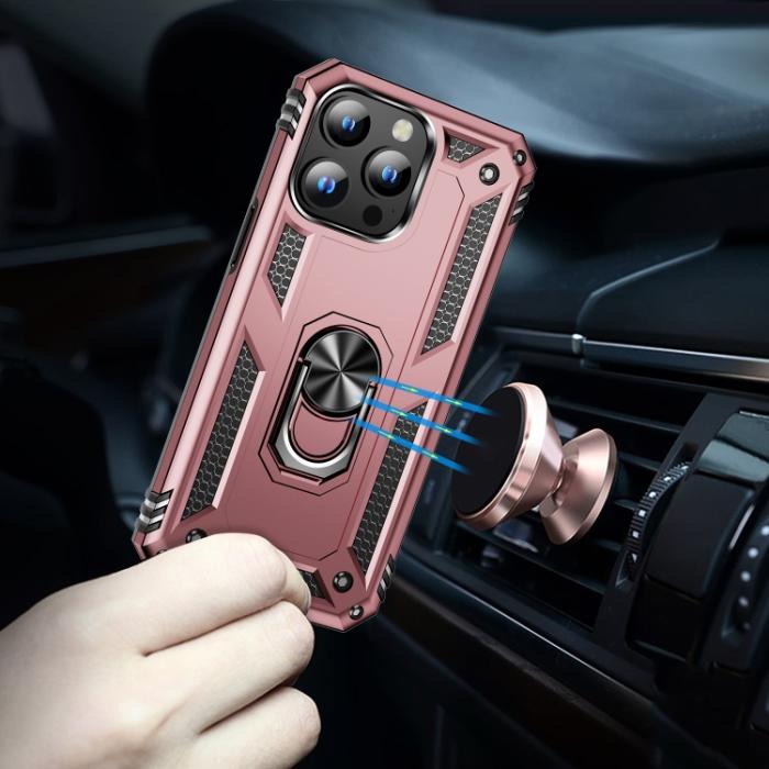 Bild 6, iPhone 15 Pro Skal Hybrid Armor Ring Roséguld