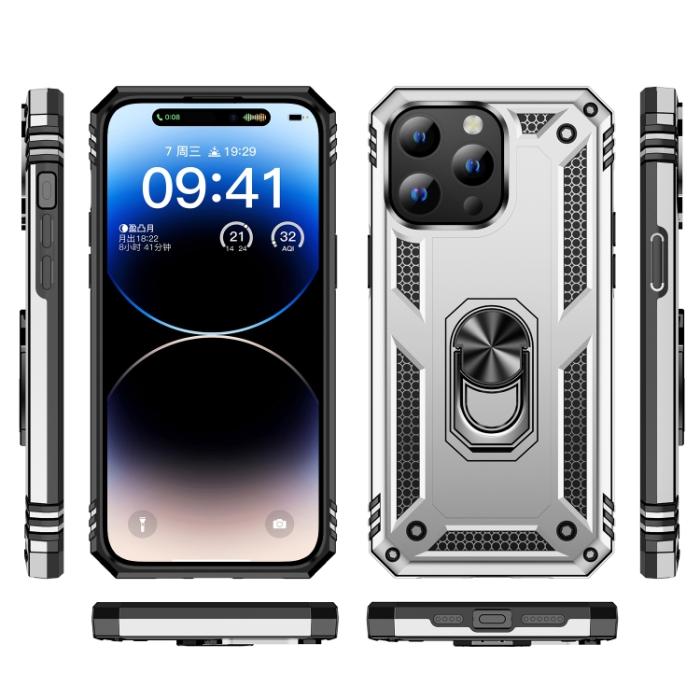 Bild 2, iPhone 15 Pro Skal Hybrid Armor Ring Silver