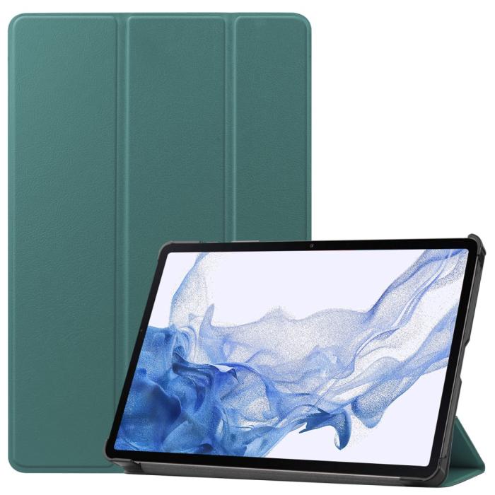 Bild 1, Samsung Galaxy Tab S9 Fodral Tri-Fold Läder Svartgrön