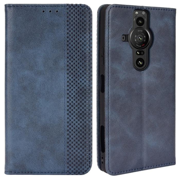 Bild 1, Sony Xperia Pro-I Fodral Retro Flip Läder Blå