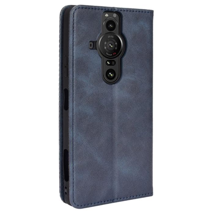 Bild 3, Sony Xperia Pro-I Fodral Retro Flip Läder Blå
