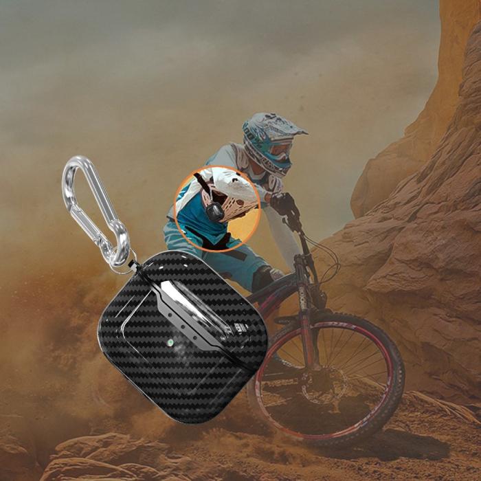 Bild 5, AirPods 3 Skal TPU Kolfiber Textur Karbinhake Svart