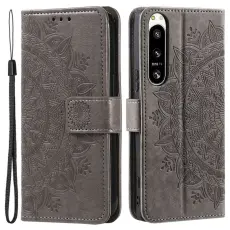 Sony Xperia 5 IV Fodral Mandala L&auml;der Gr&aring;