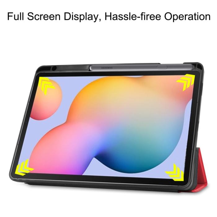 Bild 4, Samsung Galaxy Tab S6 Lite - Tri-Fold Fodral Med Pennhållare - Röd
