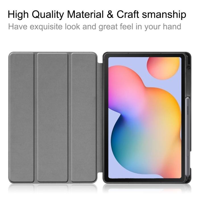 Bild 5, Samsung Galaxy Tab S6 Lite - Tri-Fold Fodral Med Pennhållare - Röd