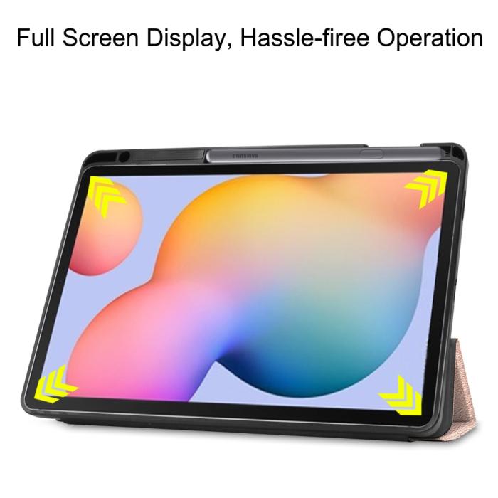 Bild 4, Samsung Galaxy Tab S6 Lite - Tri-Fold Fodral Med Pennhållare - Roséguld