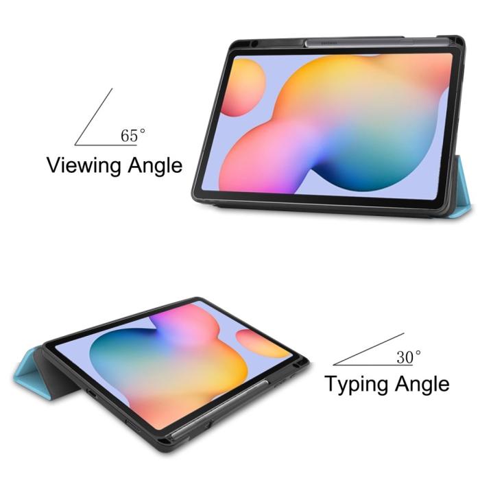 Bild 3, Samsung Galaxy Tab S6 Lite - Tri-Fold Fodral Med Pennhållare - Blå