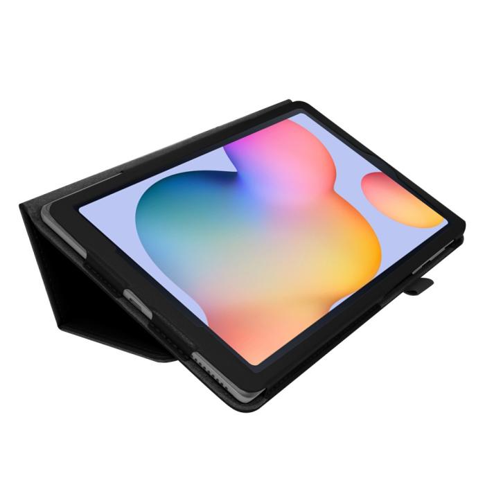 Bild 4, Samsung Galaxy Tab S6 Lite - Litchi Läder Fodral - Svart