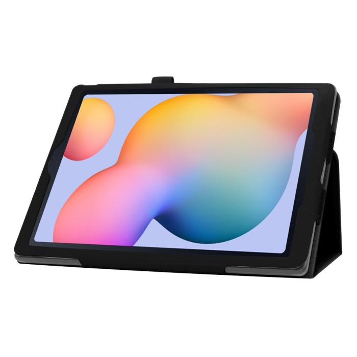 Bild 5, Samsung Galaxy Tab S6 Lite - Litchi Läder Fodral - Svart