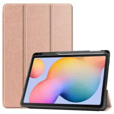 Samsung Galaxy Tab S6 Lite - Tri-Fold Fodral Med Pennhållare - Roséguld
