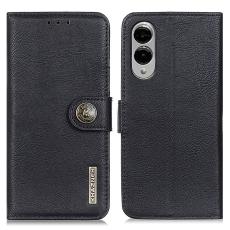 KHAZNEH Samsung Galaxy S25 Edge Fodral L&auml;der Svart