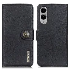 KHAZNEH Samsung Galaxy S25 Edge Fodral L&auml;der Svart