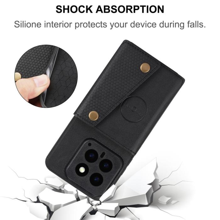 Bild 6, Xiaomi 14 Skal Läder Med Kortfack Och Magnet Grå