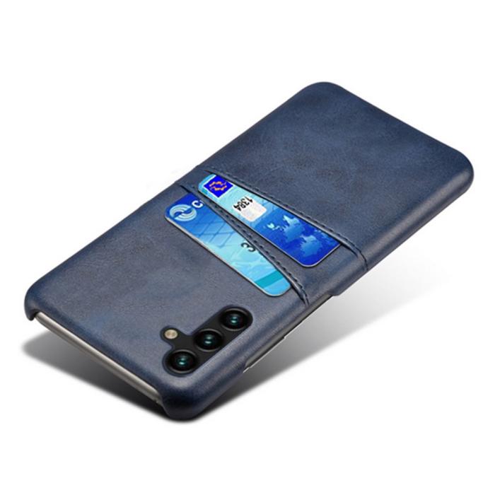 Bild 3, KSQ Samsung Galaxy A54 5G Skal Läderbelagt Kortfack Blå