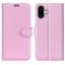 iPhone 16 Plus Fodral Litchi Läder Ljus Rosa