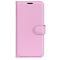 iPhone 16 Plus Fodral Litchi Läder Ljus Rosa