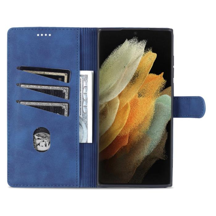 Bild 6, AZNS Samsung Galaxy S22 Ultra Fodral Läder Blå