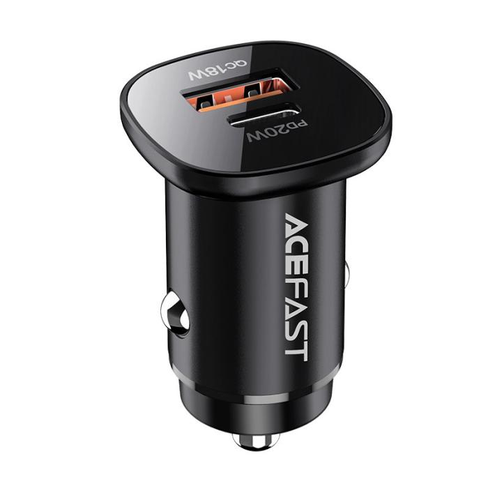 Bild 2, Acefast 38W PD PPS QC Billaddare USB-C / USB-A Svart