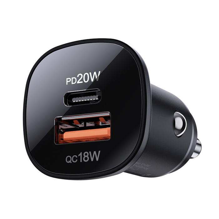 Bild 3, Acefast 38W PD PPS QC Billaddare USB-C / USB-A Svart