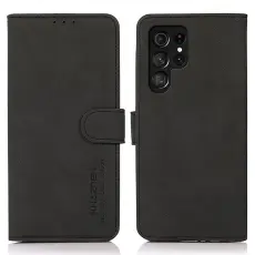 KHAZNEH Samsung Galaxy S25 Ultra Fodral Retro L&auml;der Svart