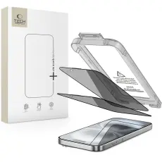 Tech-Protect iPhone 16 / 15 2-PACK Skärmskydd Quick Set Spy+ Privacy