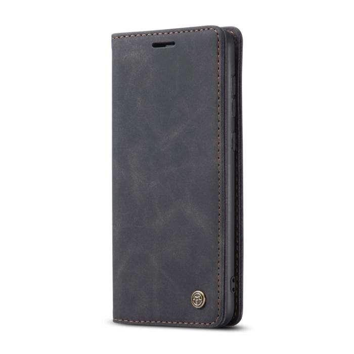 Bild 2, CASEME Samsung Galaxy S21 FE Fodral Retro Flip Läder Svart