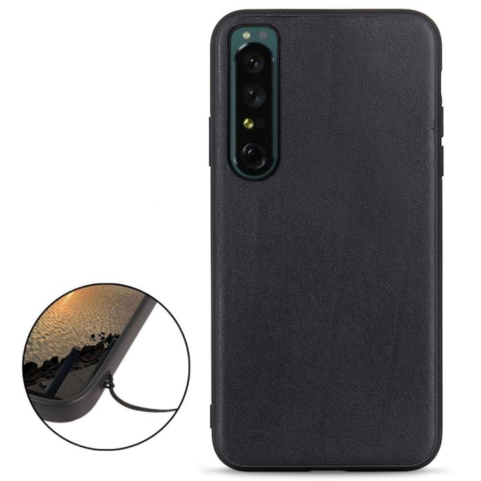 Bild 2, Sony Xperia 1 IV Skal Äkta Läder Hybrid Svart