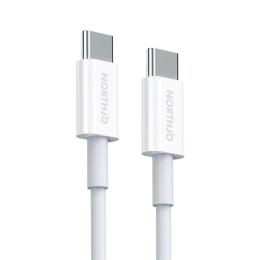 NORTHJO 1m 100W PD USB-C - USB-C Snabbladdnings Kabel Vit