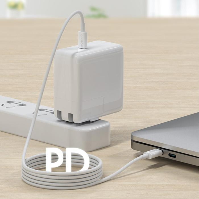 Bild 2, NORTHJO 1m 100W PD USB-C - USB-C Snabbladdnings Kabel Vit