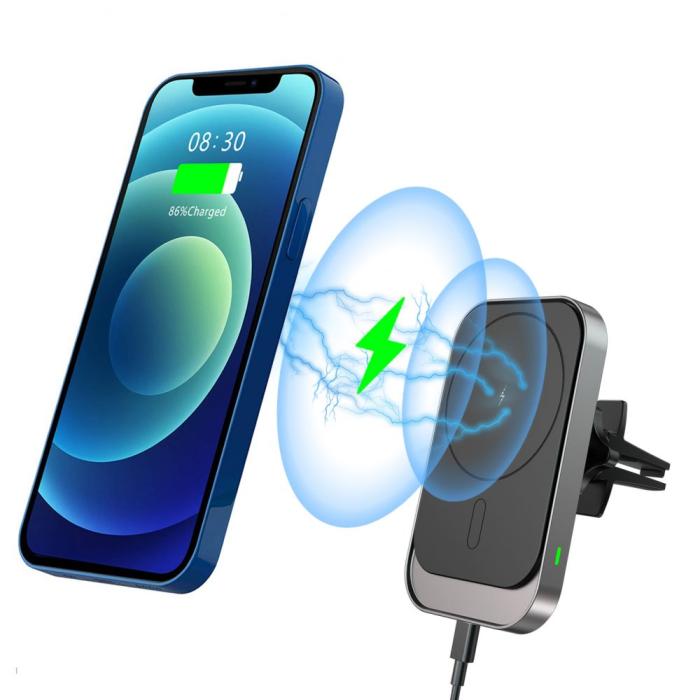 Bild 2, Tech-Protect 15W 360 Trådlös Billaddare MagSafe Svart